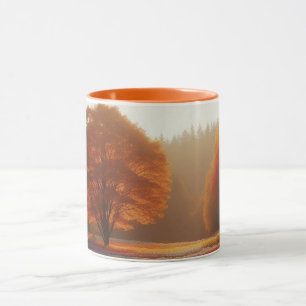 Herbstbäume/Feld mit Mäuse Tasse