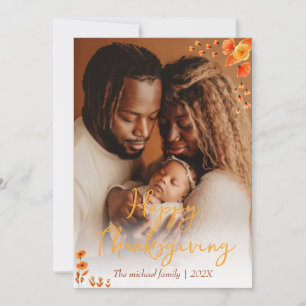 Herbstbäume frohes Erntedankfest   Familienfoto Feiertagskarte