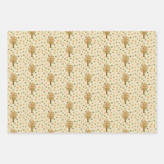 Herbstbäume Geschenkpapier Set (Vorderseite 3)