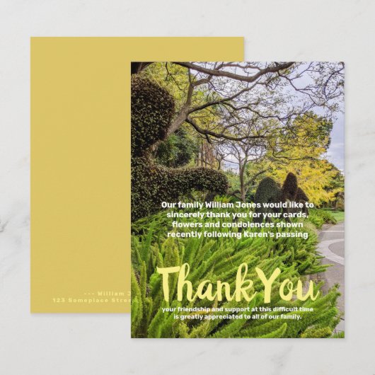 Herbstbäume Grüngelbe Natur Danke Karte (Vorne/Hinten)