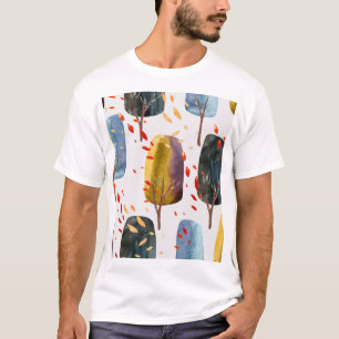 Herbstbäume: Handgemalte Wasserfarbe Nahtlos T-Shirt