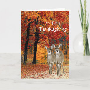Herbstbäume Herbstlandschaft mit Hirsch Thanksgivi Feiertagskarte
