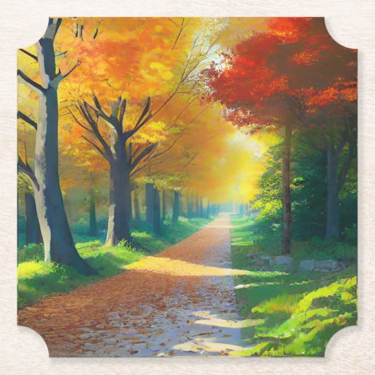 Herbstbäume im Wald-33657 Untersetzer (Vorderseite)