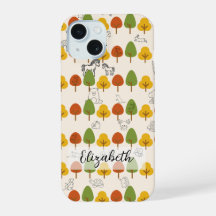 Herbstbäume mit Linien Art Tiere