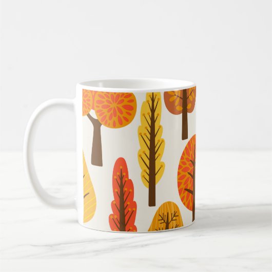 Herbstbäume, nahtloses Muster. Kaffeetasse (Links)