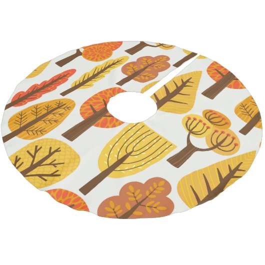 Herbstbäume, nahtloses Muster. Polyester Weihnachtsbaumdecke (Schrägansicht)