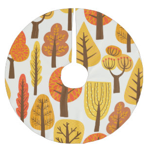 Herbstbäume, nahtloses Muster. Polyester Weihnachtsbaumdecke