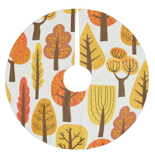 Herbstbäume, nahtloses Muster. Polyester Weihnachtsbaumdecke (Vorderseite)