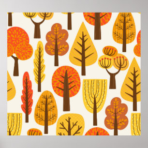 Herbstbäume, nahtloses Muster. Poster