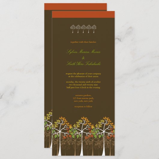 Herbstbäume Natur Moderne Hochzeit im Herbst laden Einladung (Vorne/Hinten)