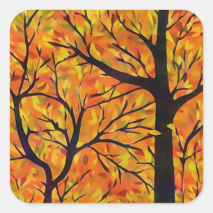 Herbstbäume Quadratischer Aufkleber