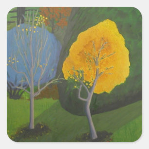 Herbstbäume Quadratischer Aufkleber