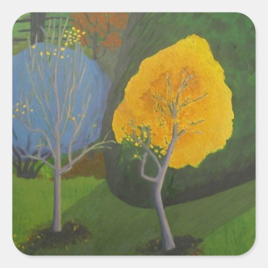 Herbstbäume Quadratischer Aufkleber (Vorderseite)