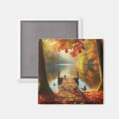 Herbstbäume & See mit Enten Magnet (Vorderseite/Rückseite)