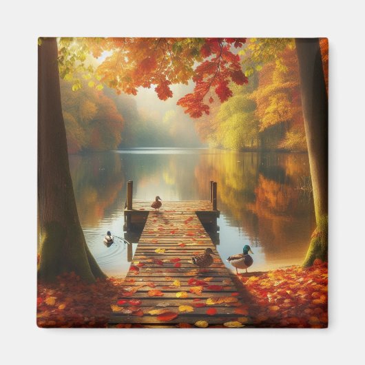 Herbstbäume & See mit Enten Magnet (Vorne)