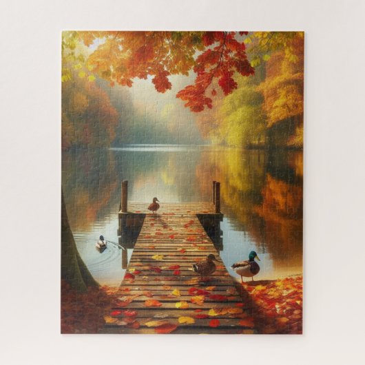 Herbstbäume & See mit Enten Puzzle (Vertikal)
