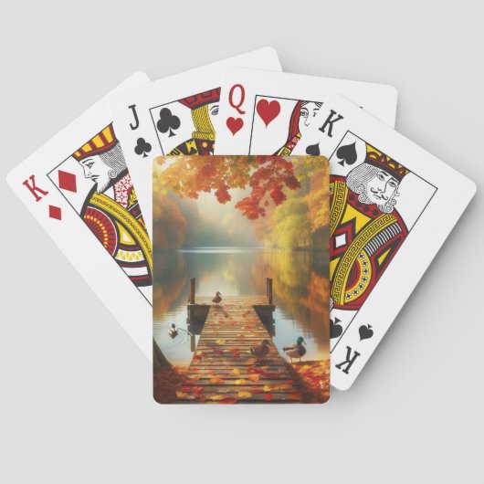 Herbstbäume & See mit Enten Spielkarten (Rückseite)
