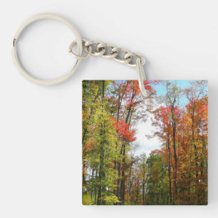 Herbstbäume und blauer Himmel Herbst-Naturfotograf Schlüsselanhänger