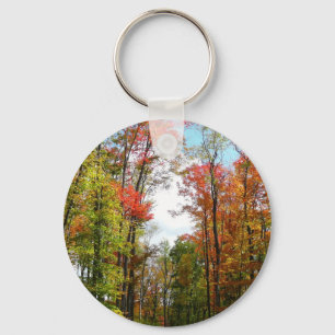 Herbstbäume und blauer Himmel Herbst-Naturfotograf Schlüsselanhänger