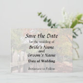 Herbstbäume und Lattenzaun Save The Date (Stehend Vorderseite)
