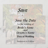 Herbstbäume und Lattenzaun Save The Date (Vorne/Hinten)