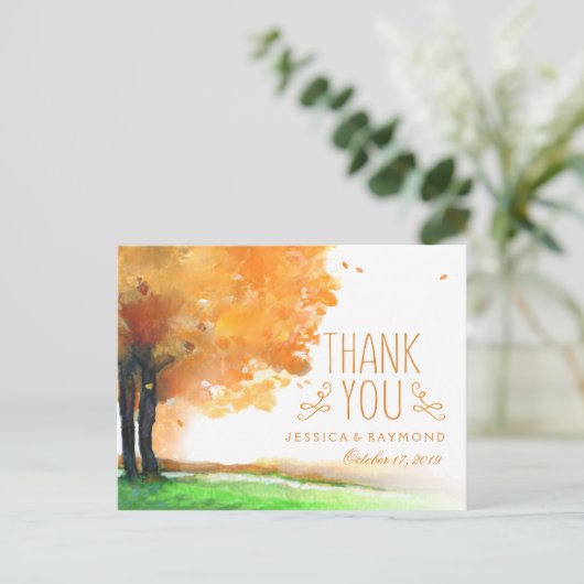 Herbstbaumen fallen dank Matching PostCard Postkarte (Stehend Vorderseite)