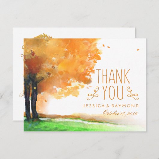 Herbstbaumen fallen dank Matching PostCard Postkarte (Vorne/Hinten)