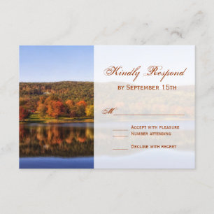 Herbstbaumen Hochzeitsgrabungskarten des Lake Coun RSVP Karte