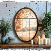 Herbstbaumen und Blätter durch Fenster AM9 Decoupa Seidenpapier