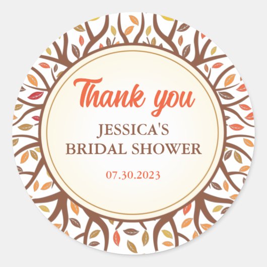 Herbstbaumfallende Blätter fallen Brautparty Runder Aufkleber (Vorderseite)