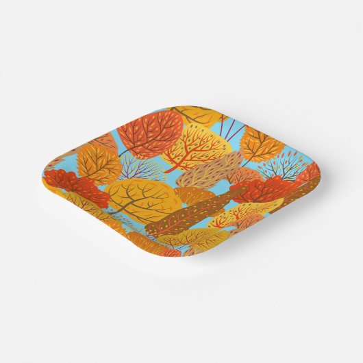 Herbstbaummuster Fallfolien Pappteller (Gewinkelt)