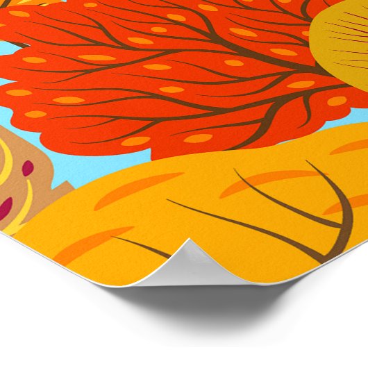 Herbstbaummuster Fallfolien Poster (Ecke)