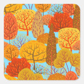 Herbstbaummuster Fallfolien Quadratischer Aufkleber (Vorderseite)