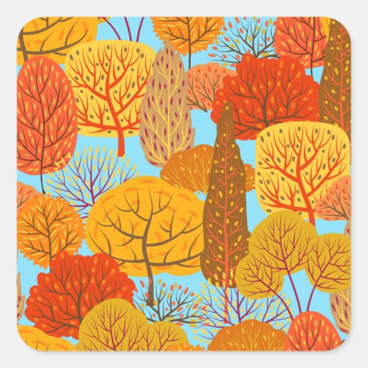 Herbstbaummuster Fallfolien Quadratischer Aufkleber (Vorderseite)