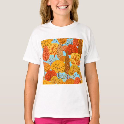 Herbstbaummuster Fallfolien T-Shirt (Vorderseite)