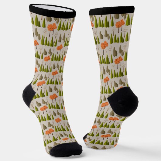 Herbstbaumwald-Muster Socken (Gewinkelt)