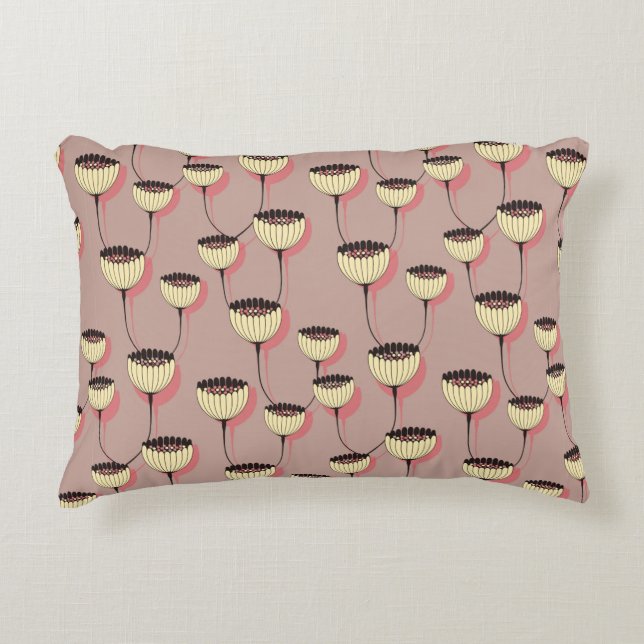 Herbstbecher Blume nahtlos in Braun und p Dekokissen (Vorderseite)