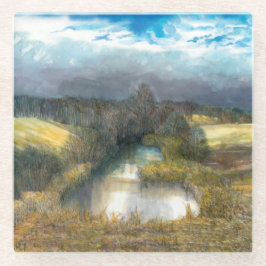 Herbstbecken Glasuntersetzer