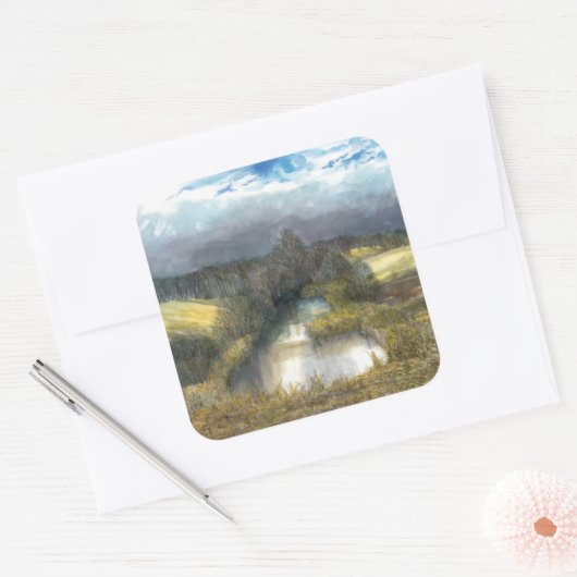 Herbstbecken Quadratischer Aufkleber (Umschlag)