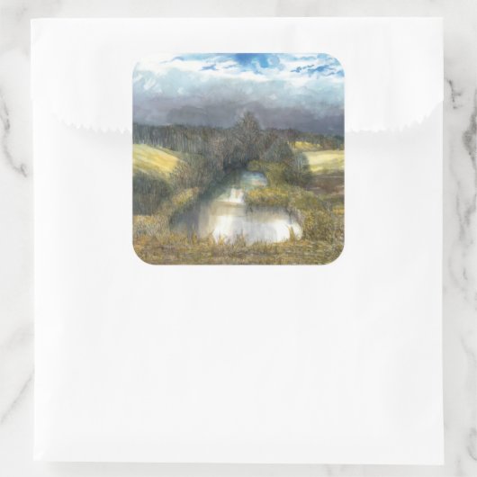 Herbstbecken Quadratischer Aufkleber (Tasche)