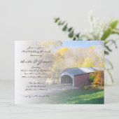 Herbstbedeckte Bridge Post Hochzeitsseminar Einladung (Stehend Vorderseite)