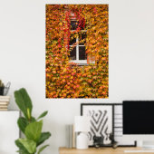 Herbstbedecktes Gebäude Poster (Heimbüro)