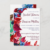 Herbstbeeren & Blätter, Rotes und Blaues Brautpart Einladung (Vorne/Hinten)