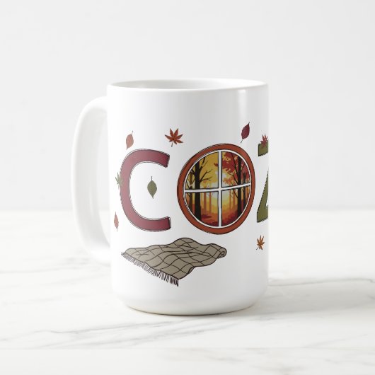 Herbstbehagliches Design mit sinkenden Blätter Kaffeetasse (Vorderseite Links)