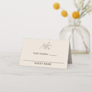 Herbstbeige Einfache Hochzeit Platzkarte