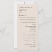 Herbstbeige Einfaches elegantes Hochzeitsprogramm (Vorderseite)