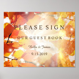 Herbstbelassen Hochzeit im Herbst Gästebuchsignatu Poster
