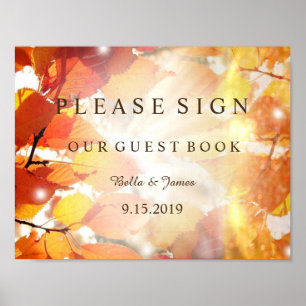 Herbstbelassen Hochzeit im Herbst Gästebuchsignatu Poster