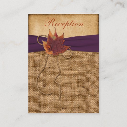 Herbstbelassen IMITATE Burlap Empfang Einschließka Begleitkarte (Vorderseite)