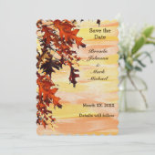 Herbstbelässt Farbrauschen Save the Date flache Ka (Stehend Vorderseite)